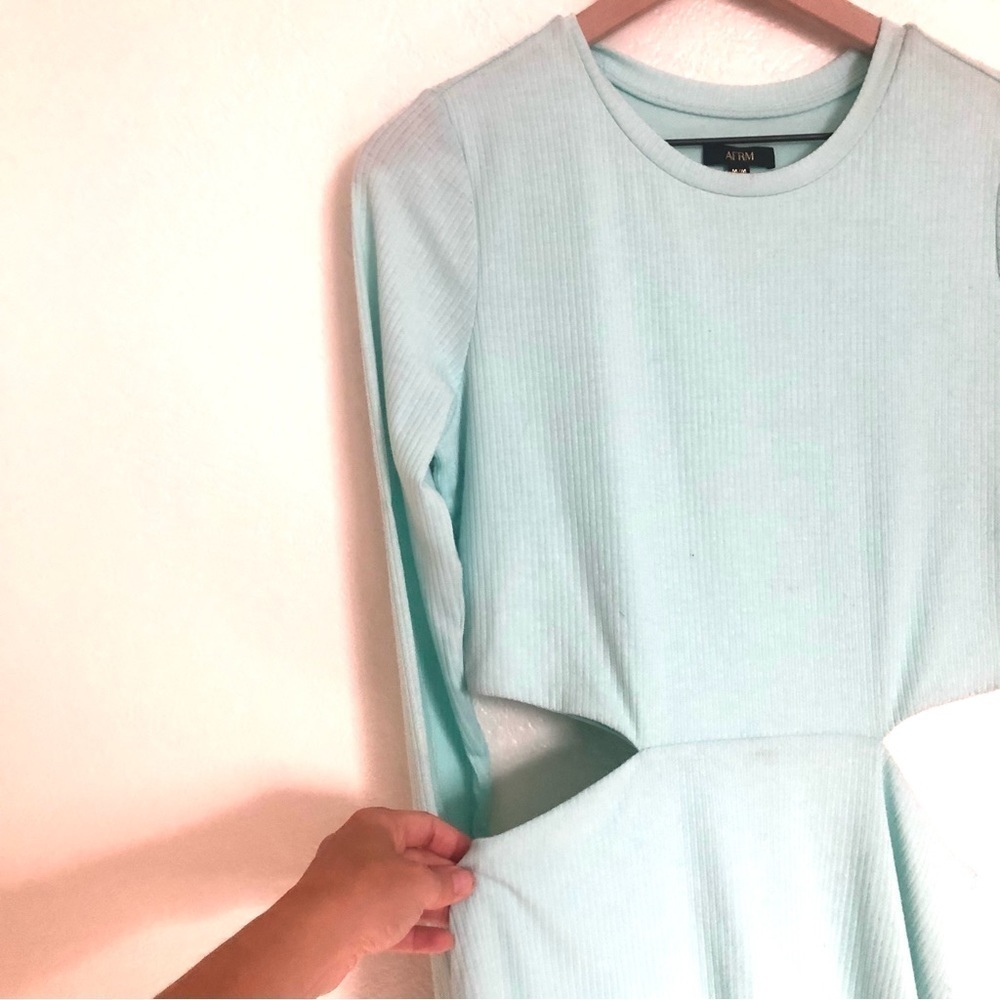 AFRM Cutout Ribbed Mini Dress Mint M - Picture 6 of 6
